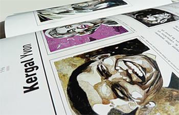 Vue de la double page d'Yvon Kergal dans le livre Portrait Art Today, livre d'art d'édition internationale