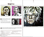 Facing-pages with Yvon Kergal in the book Portrait Art Today, art book international publishing