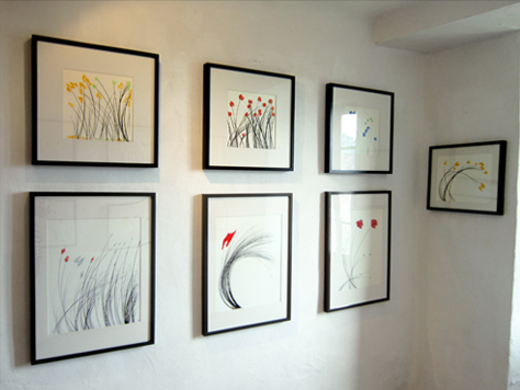 Exhibition Fulgurances - Support paper, Indian ink by quill, black and colours - Beddington Fine Art Gallery, Bargemon