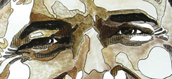 Portrait of Barack Obama, detail - 39.4x39.4in - Support canvas, acrylic and Indian ink with brush