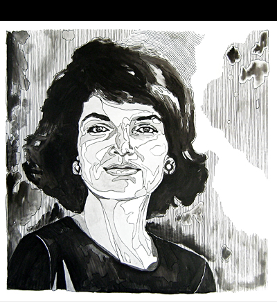 Jackie O - 39.4x39.4in - Support canvas, acrylic and Indian ink with brush